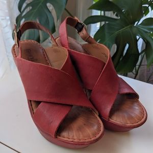 Borns red platforms size 7